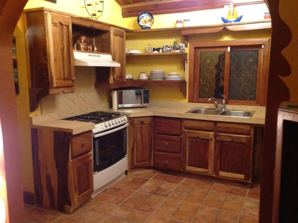 New kitchen marble tops under counter LED lighting. Woods is from the property.