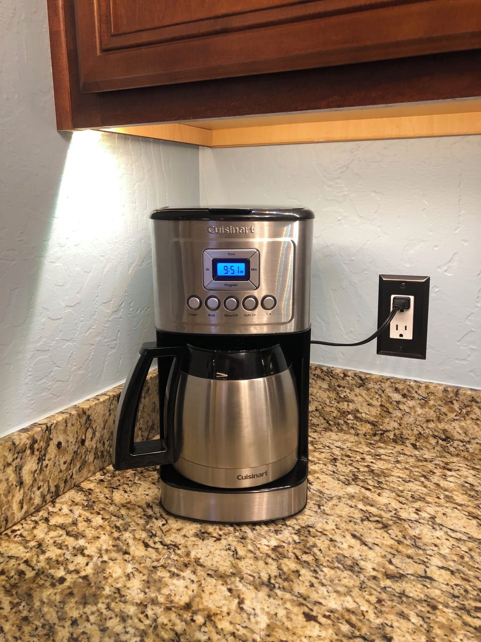 A drip coffee maker and coffee are included for a caffeinated start to your day!