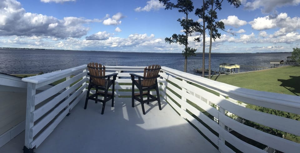 Crows nest during the day with two high Adirondack chairs for optimal views.