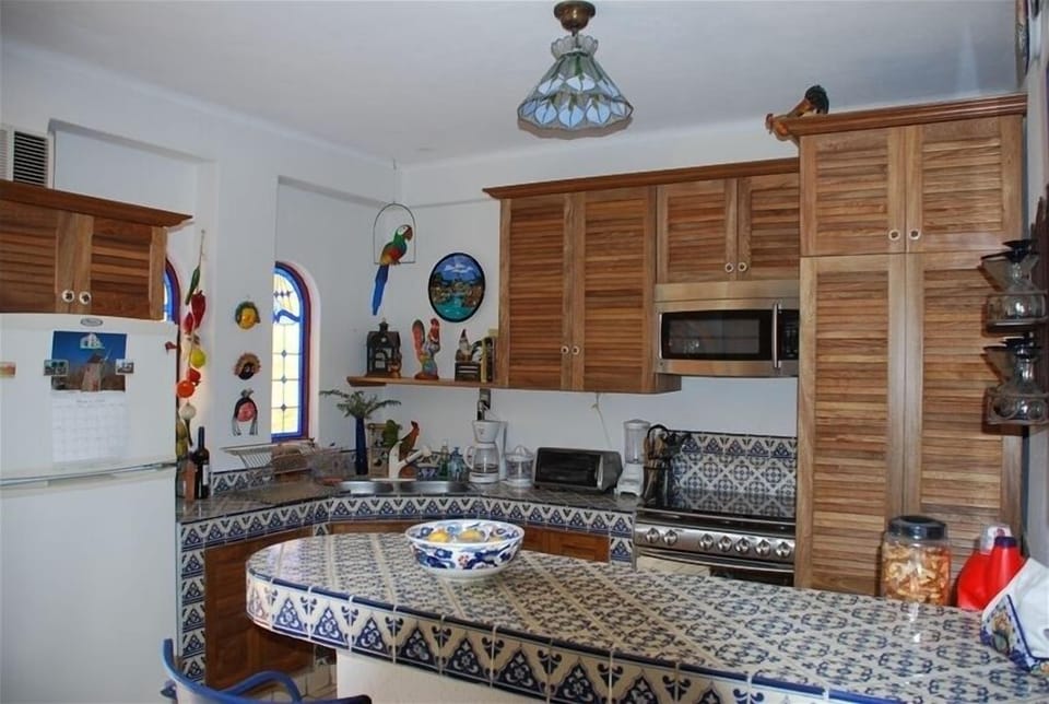 Our Fully Equipped Kitchen with Beautiful Mexican Tiles and Mexican Art