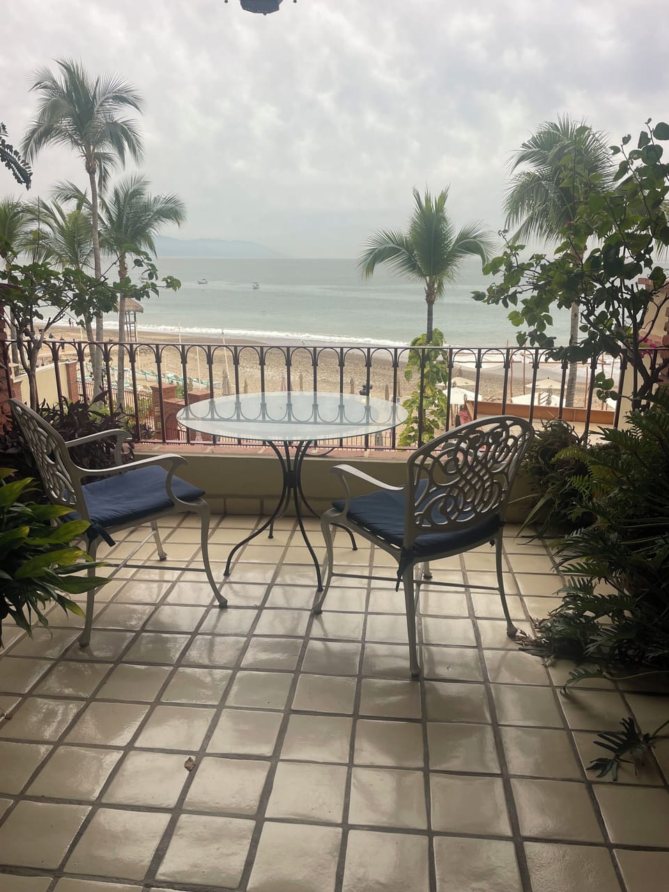 Our tropical terrace overlooking the beach, bay and surrounding mountains 