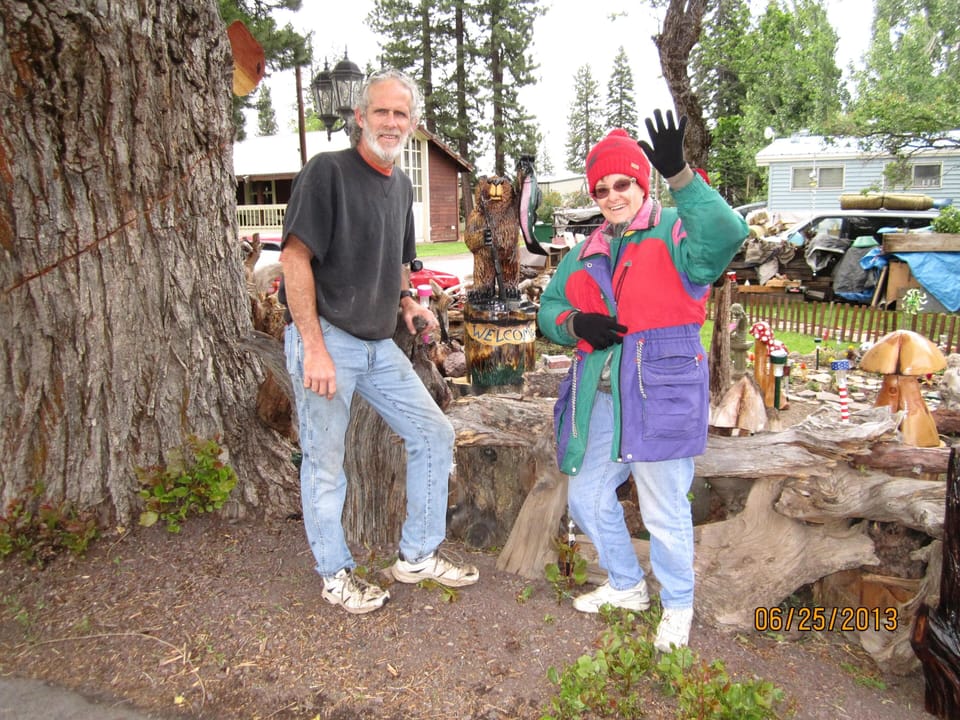 William, a local woodcarving artist, with his latest creation that I now own