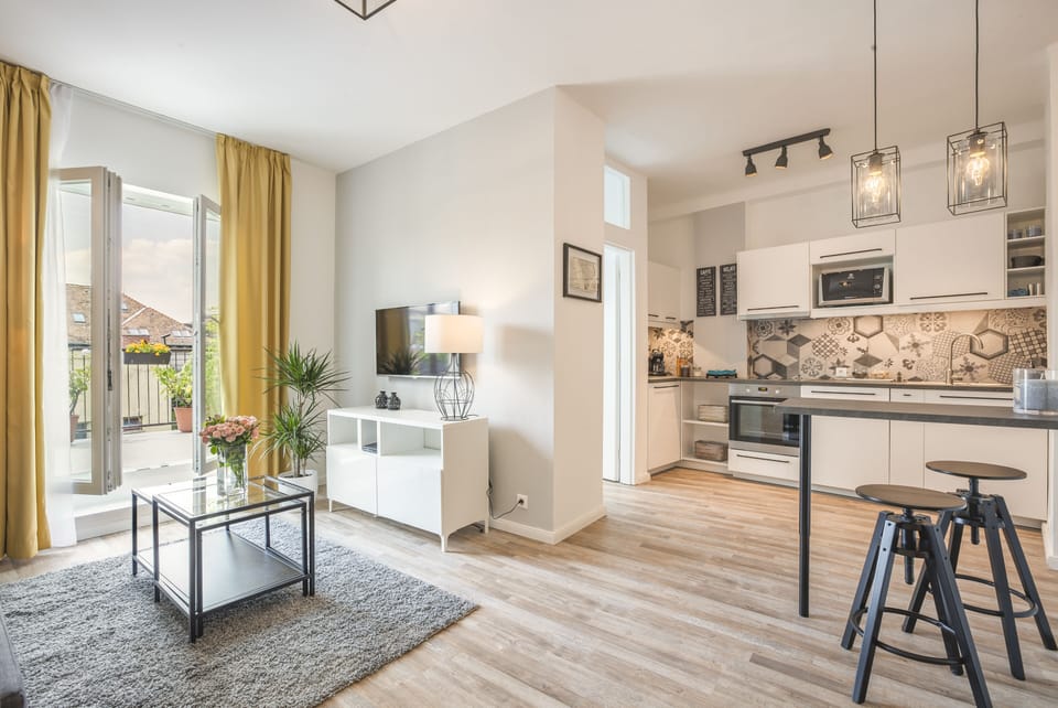 Living room and kitchen