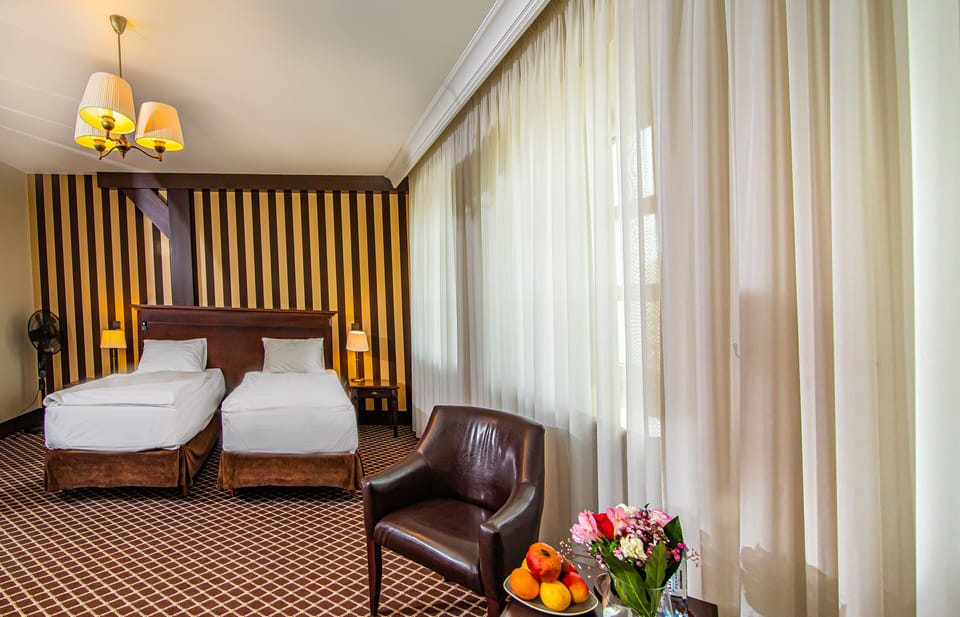 Standard Twin Room | Minibar, desk, laptop workspace, blackout drapes