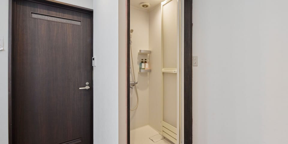 Separate tub and shower, slippers, electronic bidet, towels