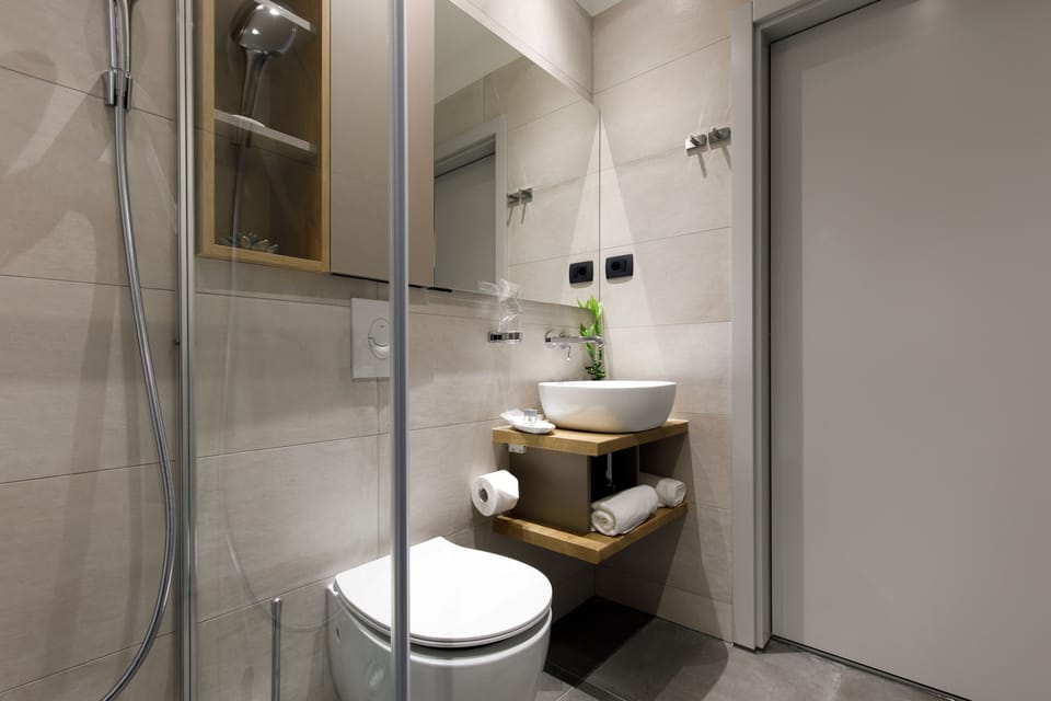 Superior Double Room, 1 King Bed | Bathroom | Shower, free toiletries, hair dryer, towels