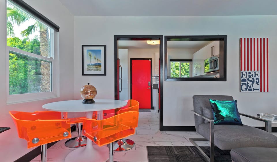Kitchen and dining room view from front entrance. 