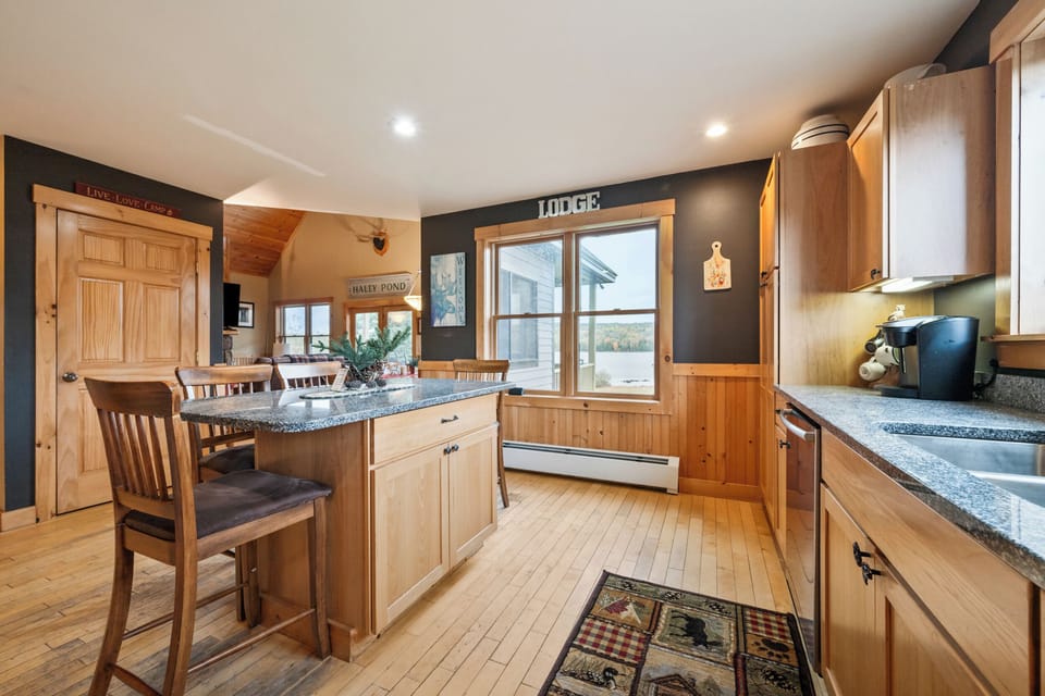 Spacious kitchen with center island seating