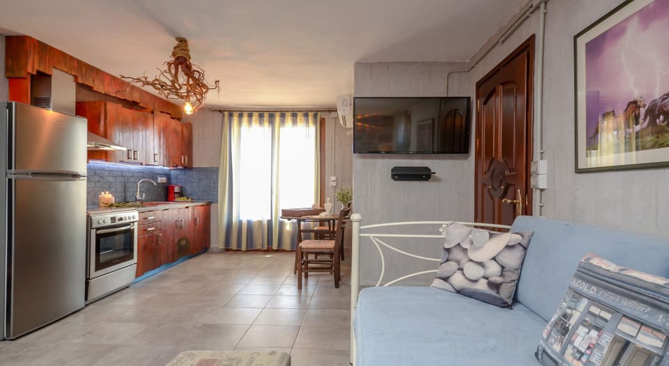 Deluxe Apartment, Ground Floor | Living area | Flat-screen TV, DVD player