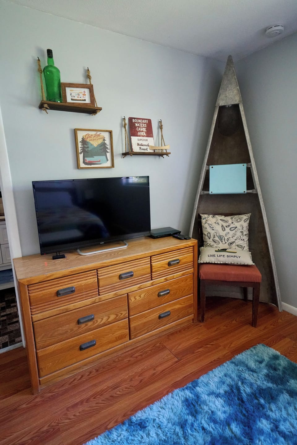 The Canoe Room includes king-sized bed, dresser, closet, and TV with Roku