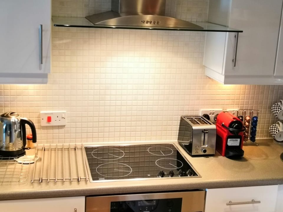 Well- equipped modern kitchen.