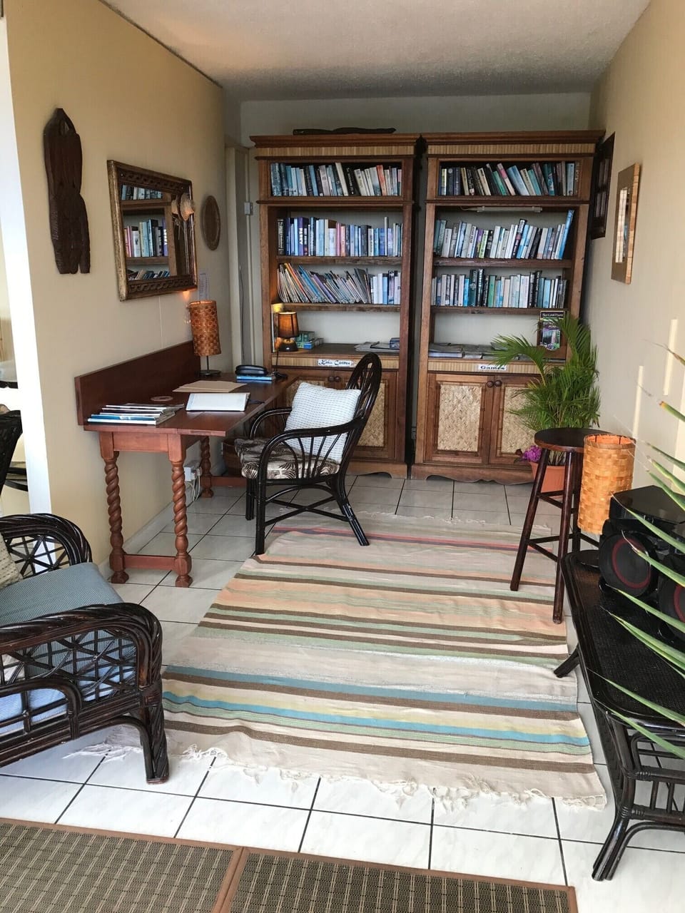Library corner with desk and wifi