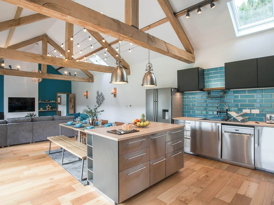 Amazing stainless steel contemporary kitchen | The Pendre Longbarn, Pont-Rhyd-y-Groes, near Ystrad Meurig