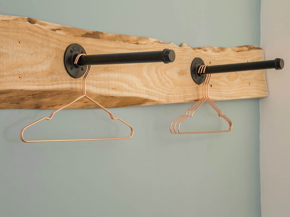 Luxurious copper hangers | The Pendre Longbarn, Pont-Rhyd-y-Groes, near Ystrad Meurig
