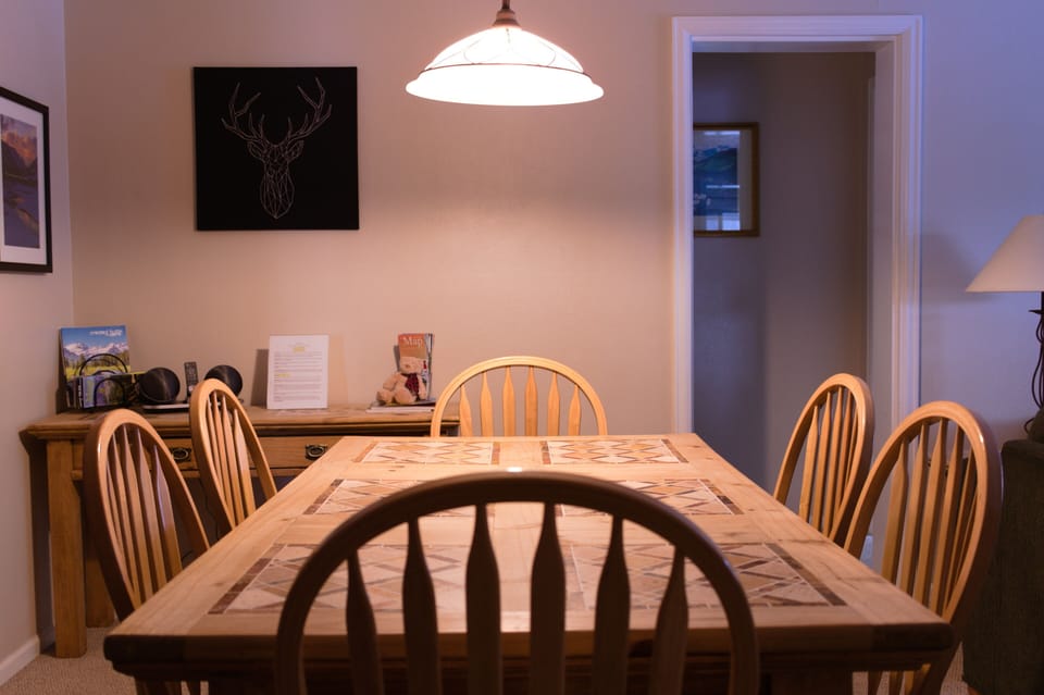 Dining room table at night