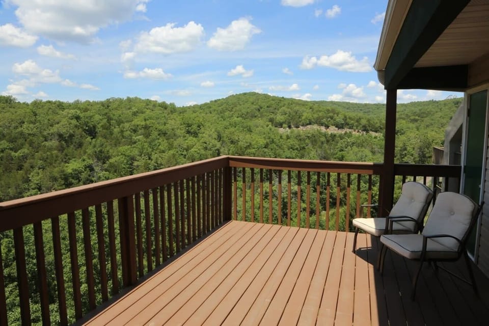 Private balcony overlooks the hills.