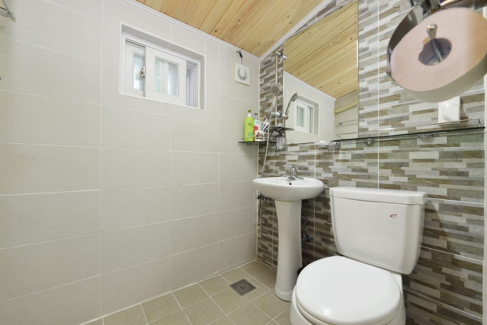 Shower, free toiletries, hair dryer, slippers