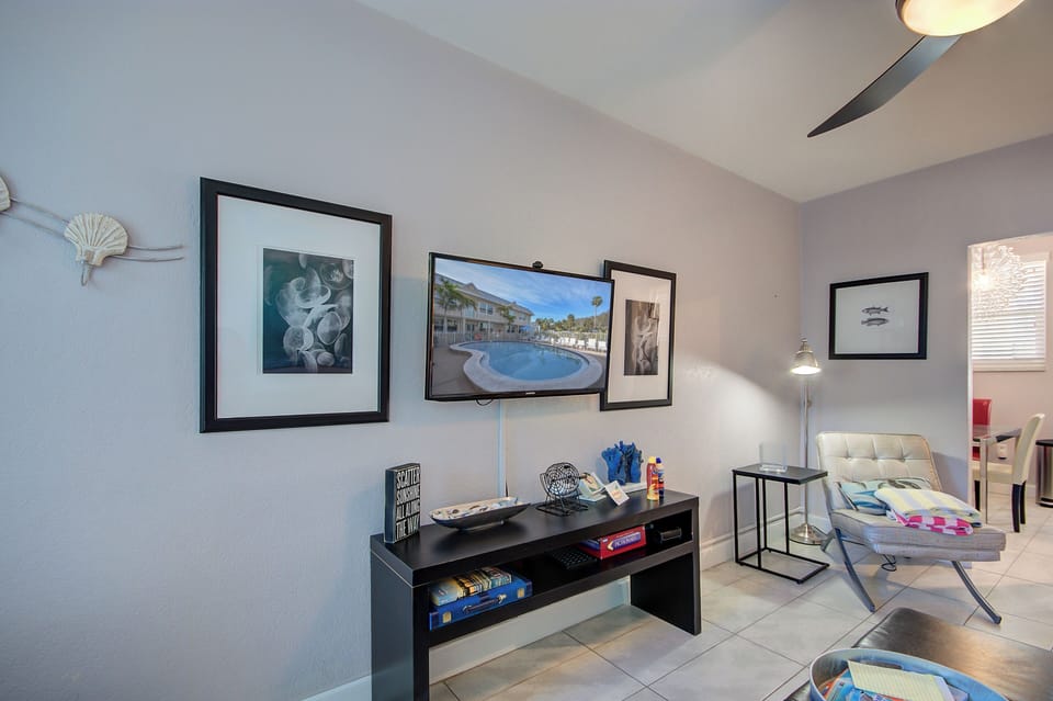 Our living room features a sofa bed and smart tv, perfect for unwinding.