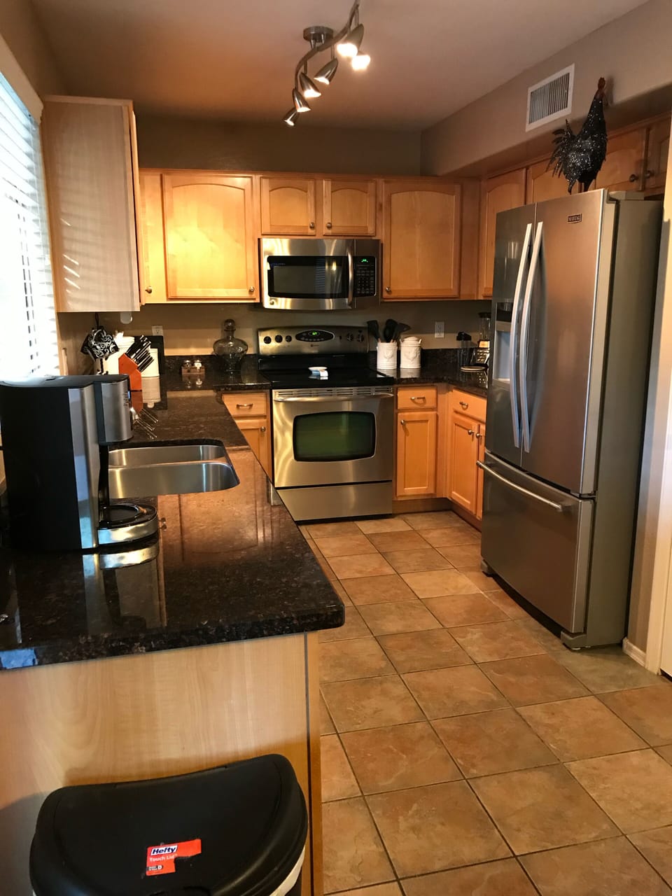 Granite counters and stainless steel appliances 