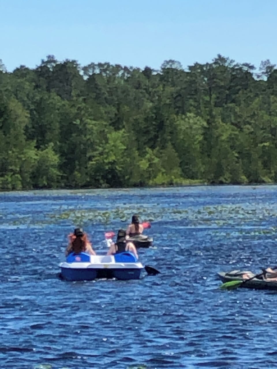 peddle noats and kayaks free on the bank , life jackets in the bike shed