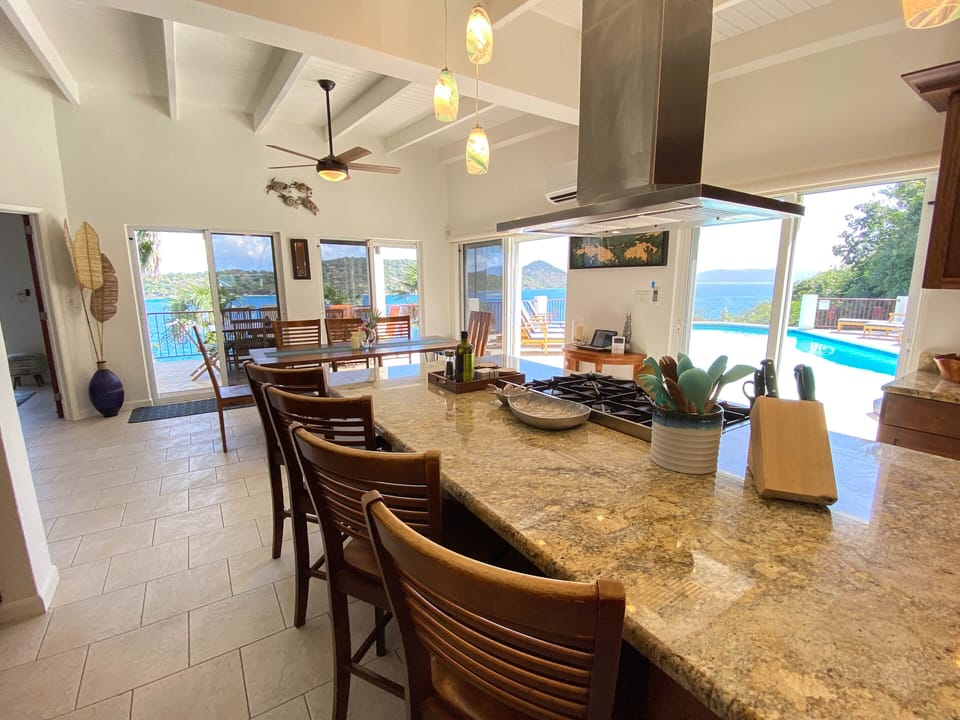 Open Concept Chef Style Kitchen-sliding doors to al fresco dining & Pool deck 
