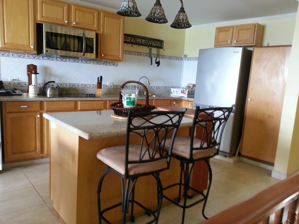 Kitchen and island