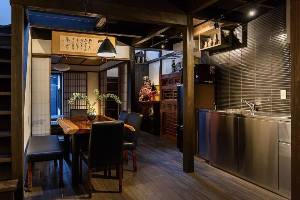 Dining area with the modern, well equipped kitchen on the right, for all your in home cooking. (2)
