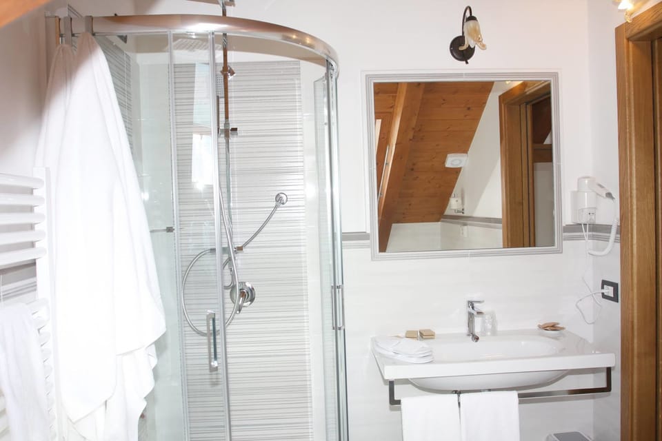 Shower, free toiletries, hair dryer, slippers