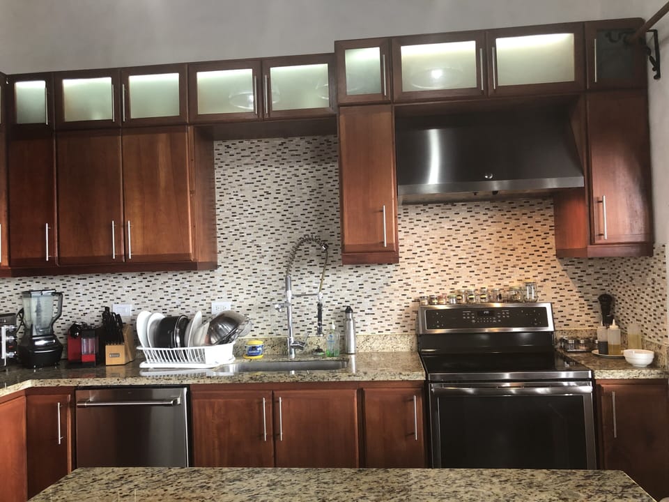 View of kitchen, and some of the appliances 