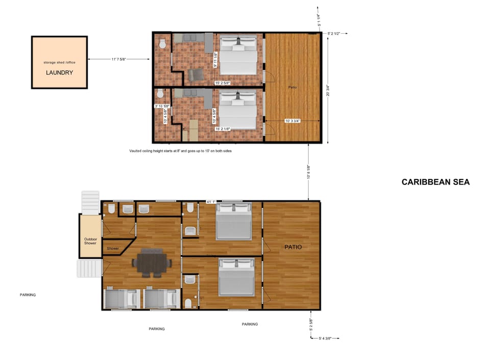 This listing is only for the teal cabana (top). Pink Cabana is in another VRBO