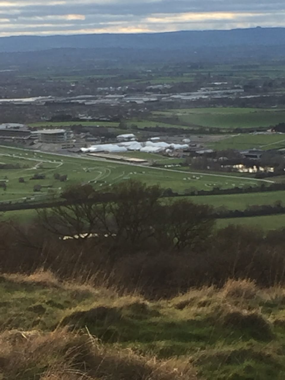 View of Cheltenham Racecourse from Cleeve Hill.
