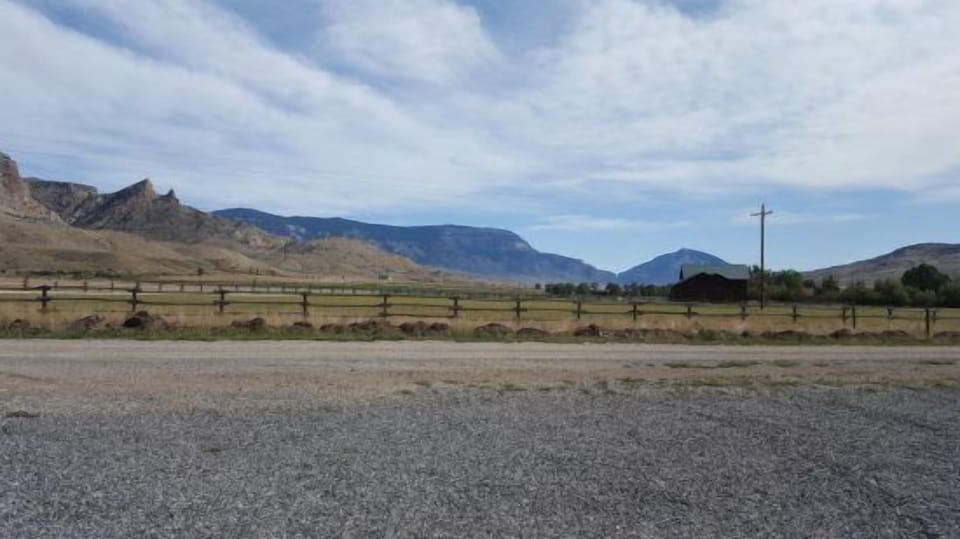 View from front door with mountains surrounding the property