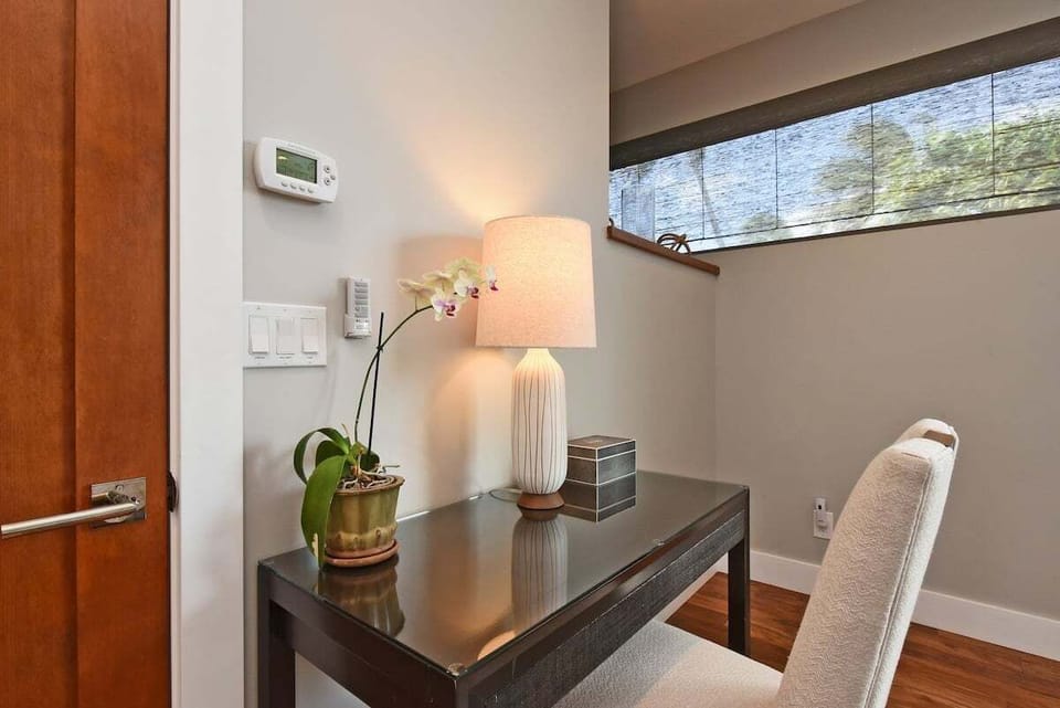 Enjoy a quiet desk space ideal for remote work or planning your island adventures