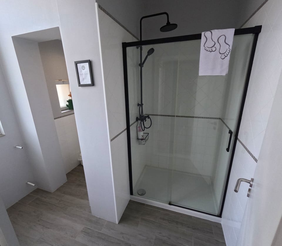 Deluxe Double Room, Private Bathroom | Bathroom | Shower, rainfall showerhead, hair dryer (on request), towels