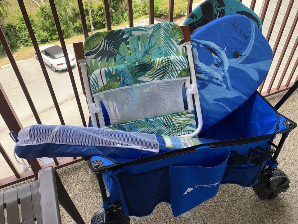 New accessories for all to use! Beach Umbrella, cart boogie boards, chairs