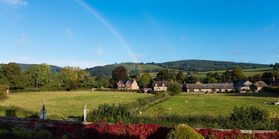 Bucknell village, with the Mynd in the background
