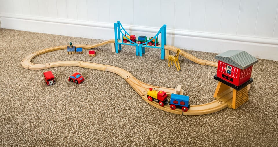 A wooden train set will keep the kids entertained for hours