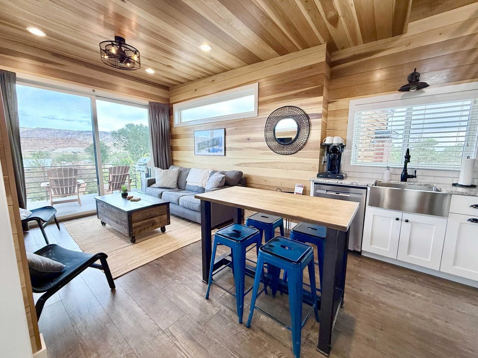 Desert Willow at Escalante Escapes is a tiny home that doesn't feel small thanks to its open floor plan and loft. You'll love the sense of spaciousness and light!