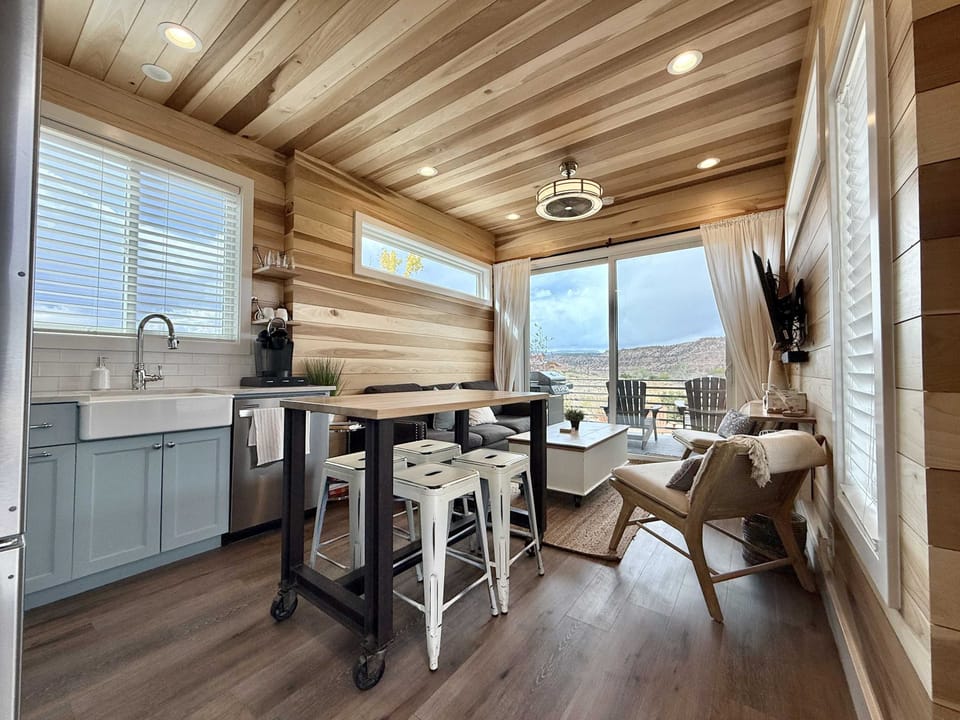 With its open floor plan, our Holly Hock model tiny home shows you how spacious 370 square feet can be.