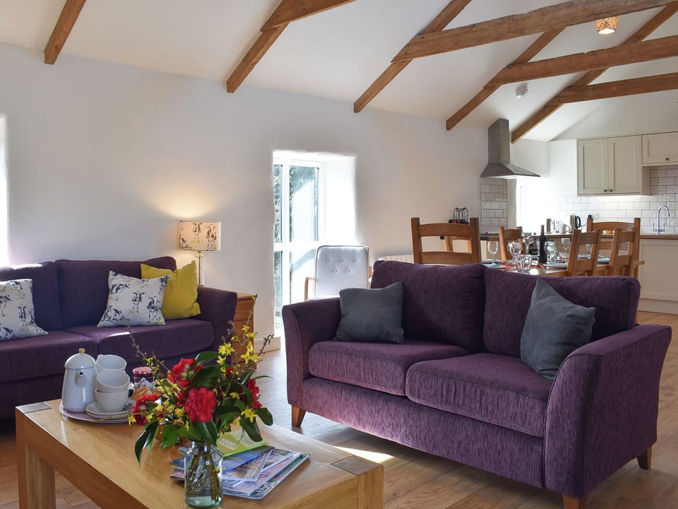 Lovely open plan beamed living area | Bull Pen - Morwenna Barns, Mount Hawke, near St Agnes