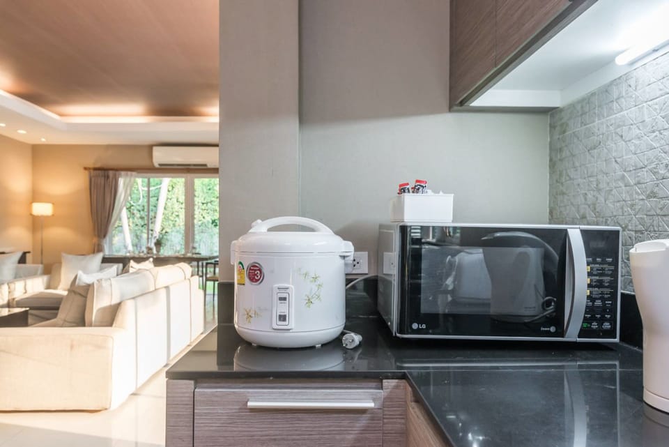 3-Bedroom Pool Villa | Private kitchen | Full-size fridge, microwave, stovetop, dishwasher