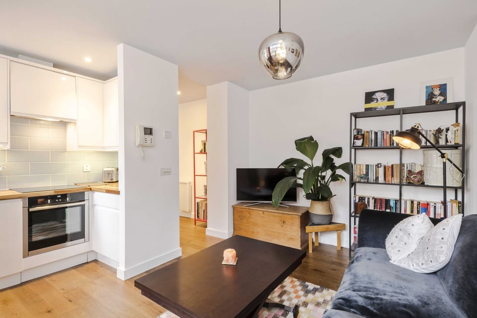 Living area features king size sofa bed. 