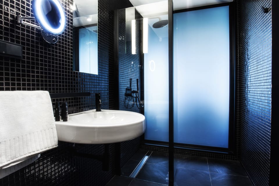 Deluxe Room, 1 Queen Bed, City View | Bathroom | Shower, rainfall showerhead, designer toiletries, hair dryer