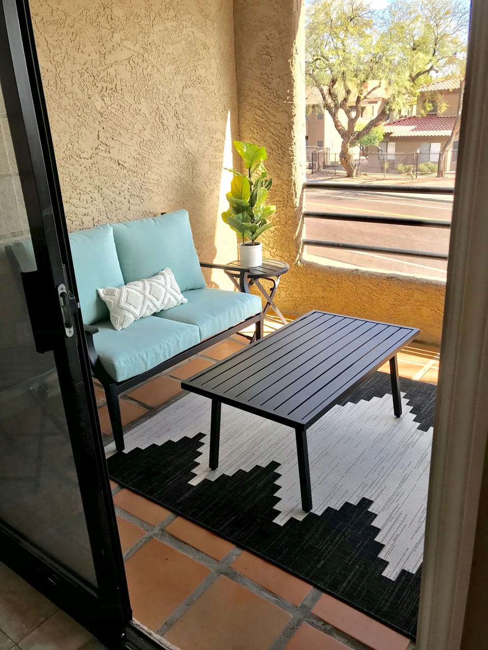 Front patio is a fun place for Happy Hour with seating for 6.