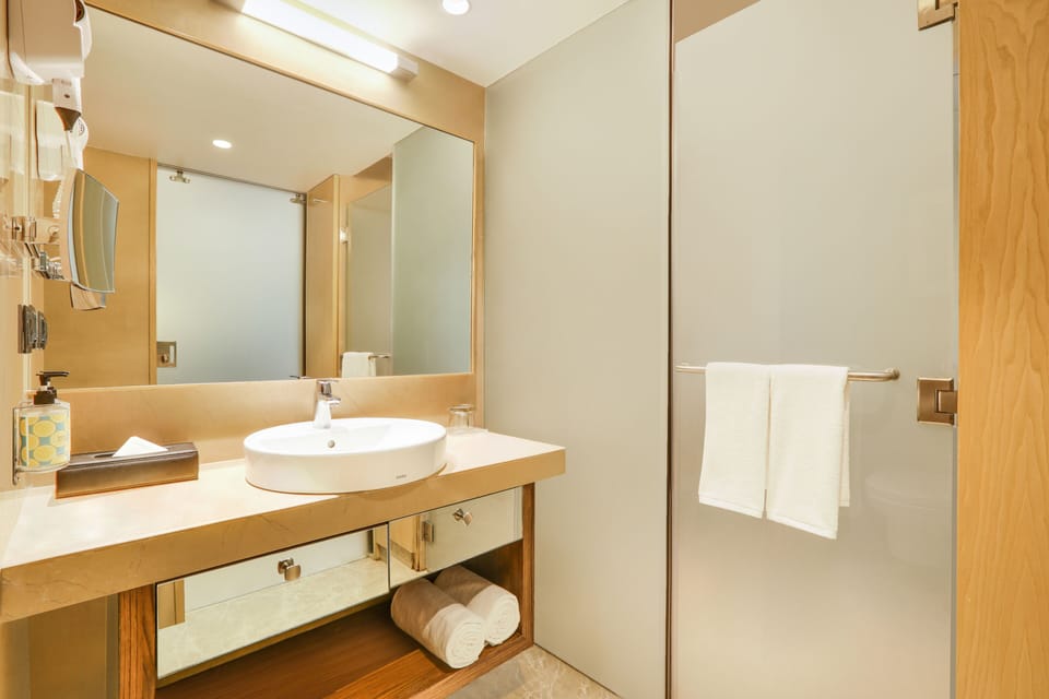 Executive Suite | Bathroom | Shower, free toiletries, hair dryer, towels
