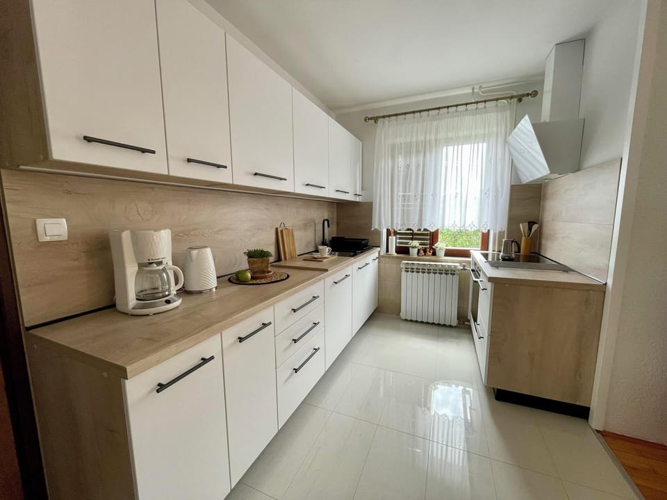Apartment, 2 Bedrooms, Balcony | Private kitchen | Fridge, microwave, oven, stovetop