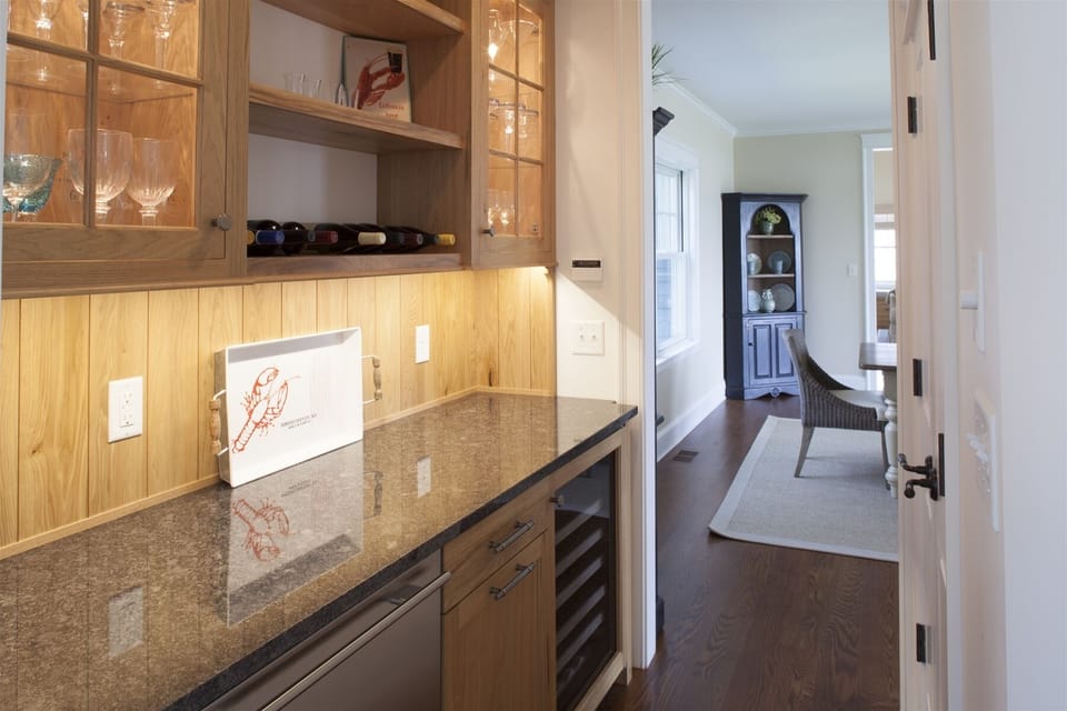 Pantry and bar with a wine fridge.