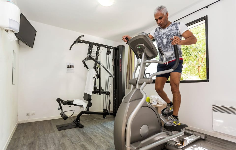 Keep up your fitness routine at the gym.