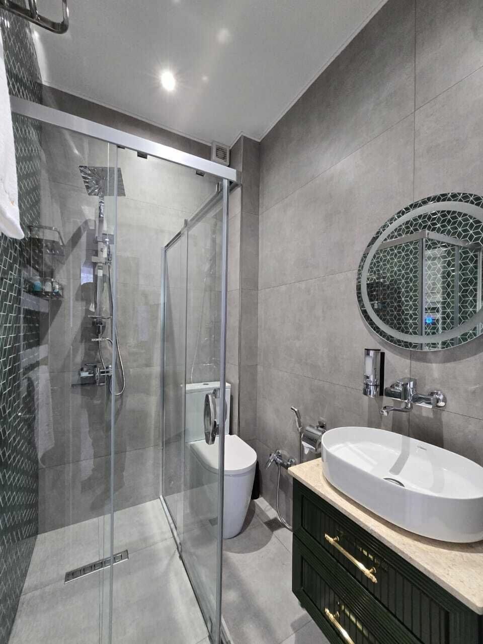 Family Room | Bathroom | Shower, rainfall showerhead, free toiletries, hair dryer