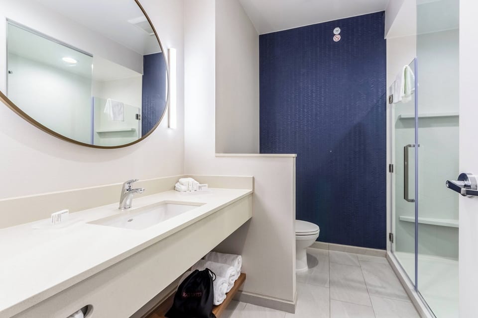 Free toiletries, hair dryer, towels